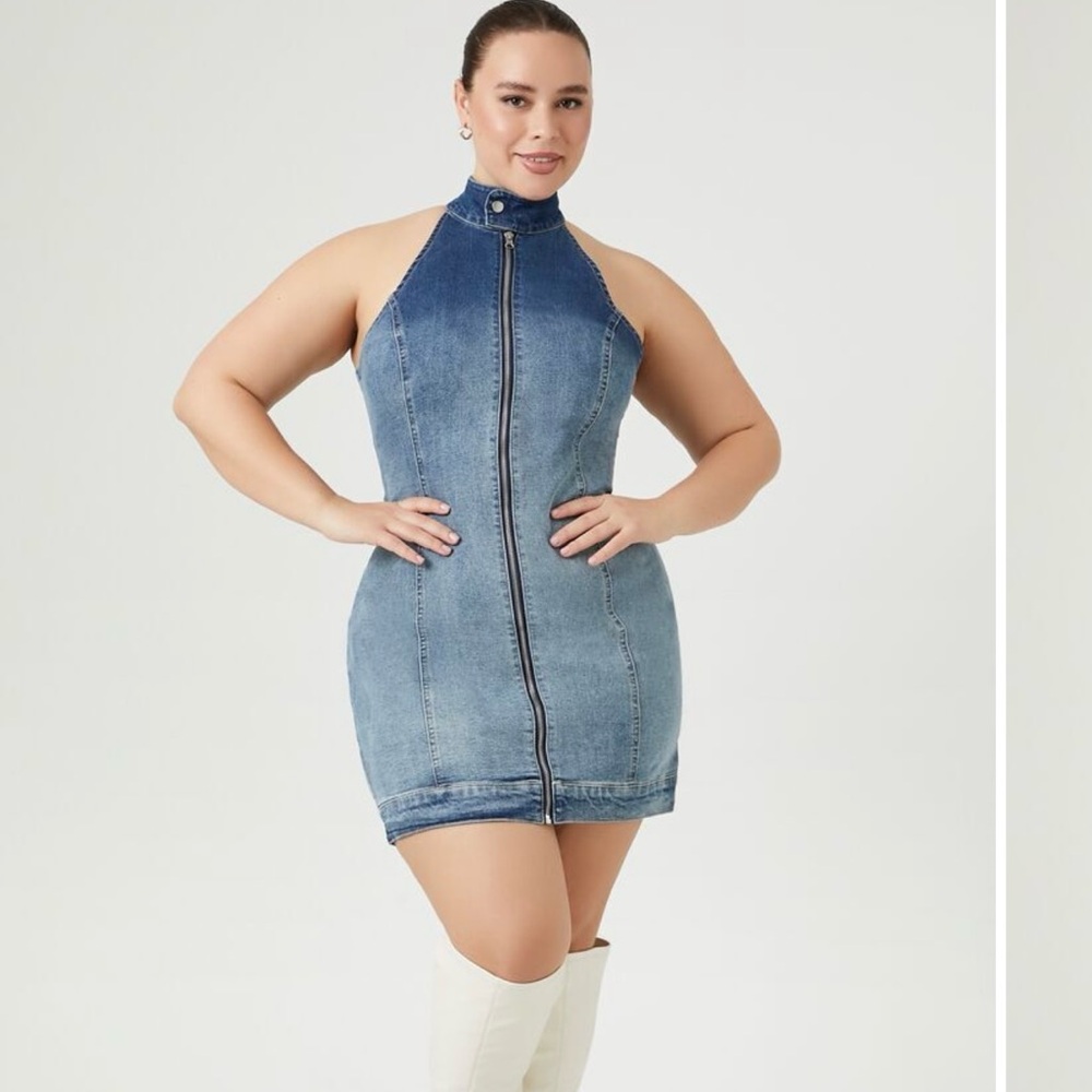 Denim Halter Mini Dress